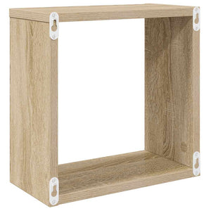 Ράφια Κύβοι Τοίχου 4 τεμ. Λευκά / Sonoma Δρυς 30 x 15 x 30 εκ.