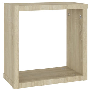 Ράφια Κύβοι Τοίχου 4 τεμ. Λευκά / Sonoma Δρυς 30 x 15 x 30 εκ.