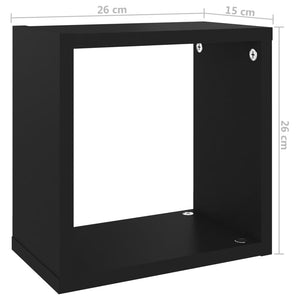 Ράφια Κύβοι Τοίχου 2 τεμ. Μαύρα 26 x 15 x 26 εκ.