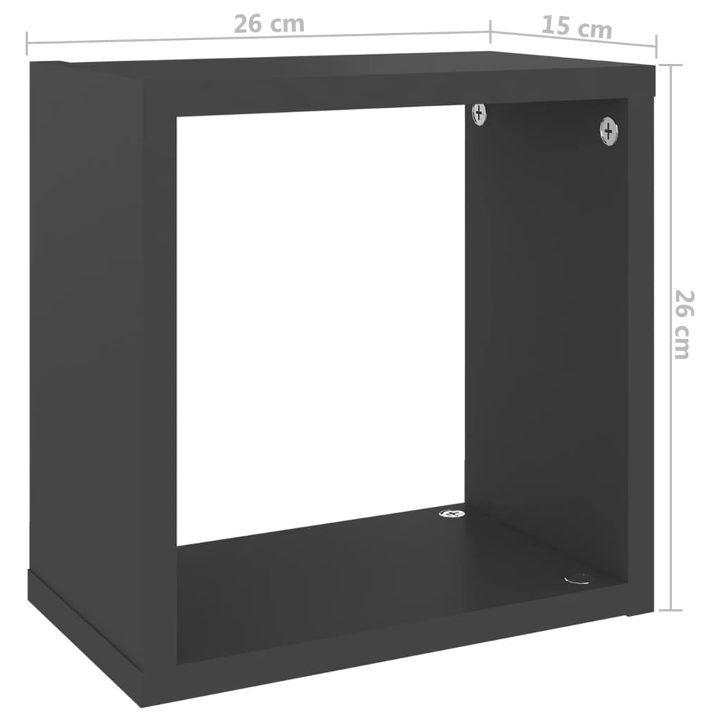 Ράφια Κύβοι Τοίχου 2 τεμ. Γκρι 26 x 15 x 26 εκ.