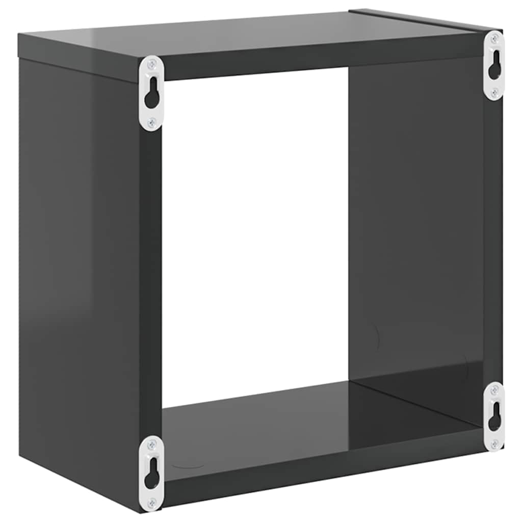 Ράφια Κύβοι Τοίχου 4 τεμ. Γυαλιστερό Γκρι 26 x 15 x 26 εκ.