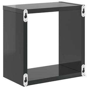 Ράφια Κύβοι Τοίχου 4 τεμ. Γυαλιστερό Γκρι 26 x 15 x 26 εκ.