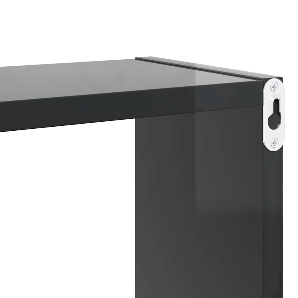 Ράφια Κύβοι Τοίχου 6 τεμ. Γυαλιστερό Γκρι 26 x 15 x 26 εκ.