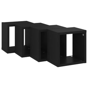 Ράφια Κύβοι Τοίχου 4 τεμ. Μαύρα 22 x 15 x 22 εκ.