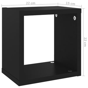 Ράφια Κύβοι Τοίχου 4 τεμ. Μαύρα 22 x 15 x 22 εκ.
