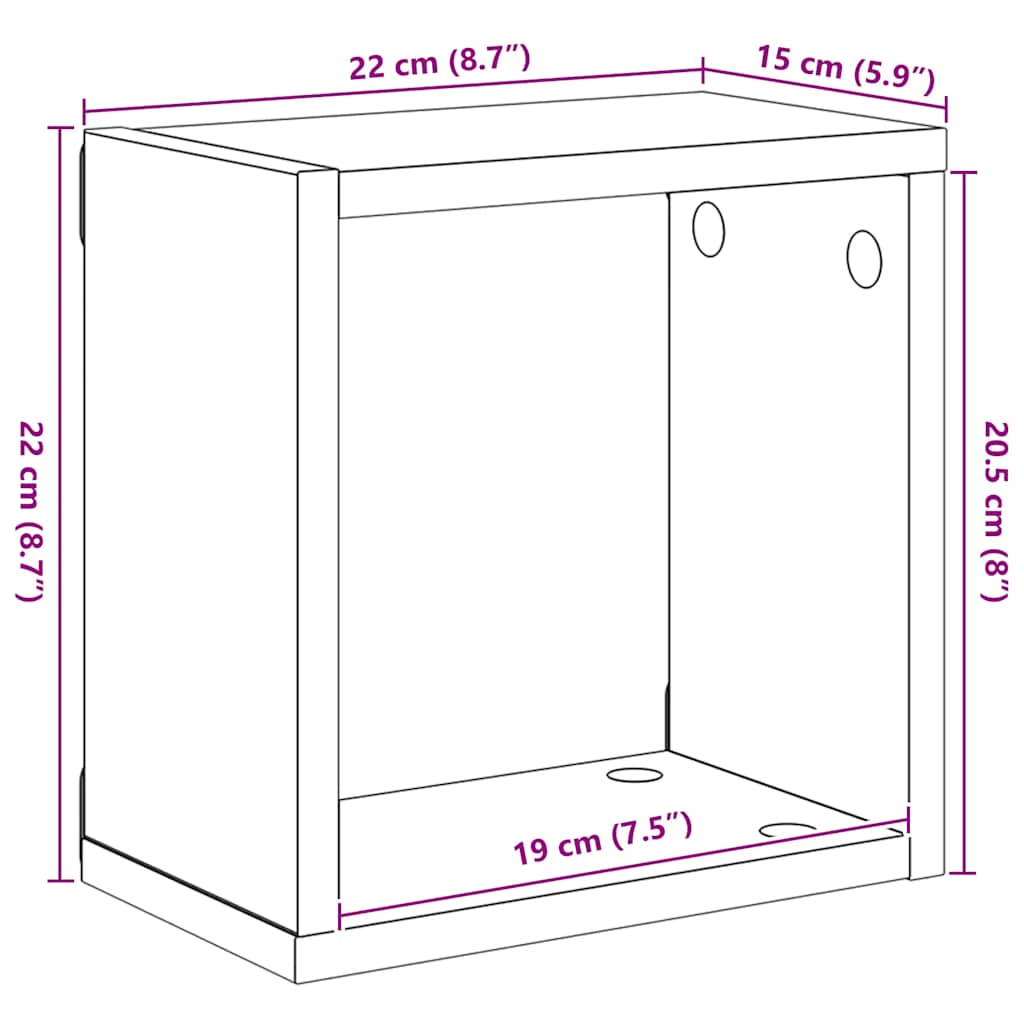 Ράφια Κύβοι Τοίχου 6 τεμ. Μαύρα 22 x 15 x 22 εκ.