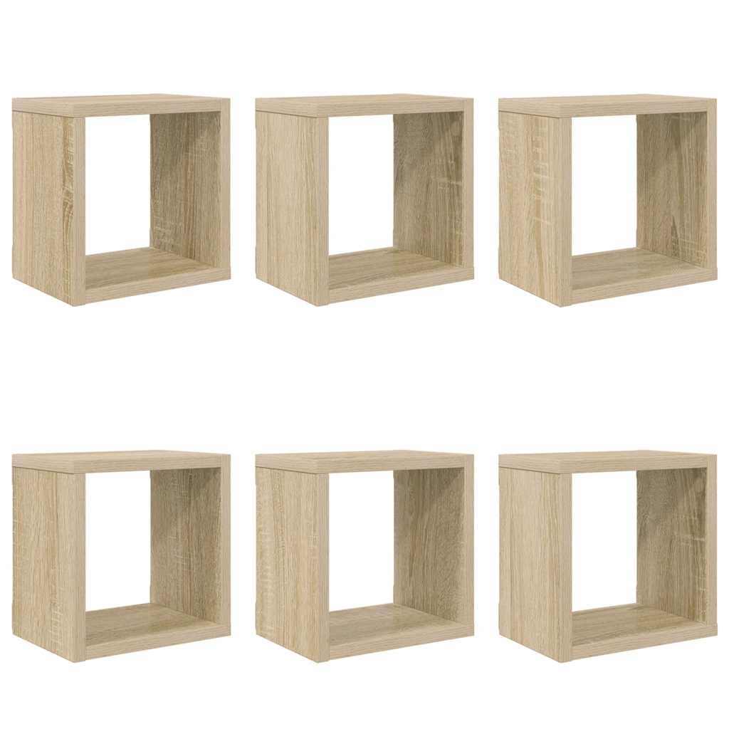 Ράφια Κύβοι Τοίχου 6 τεμ. Sonoma Δρυς 22 x 15 x 22 εκ.