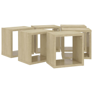 Ράφια Κύβοι Τοίχου 6 τεμ. Sonoma Δρυς 22 x 15 x 22 εκ.