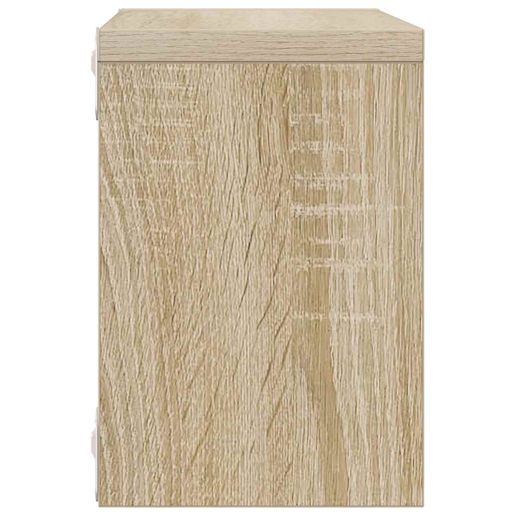 Ράφια Κύβοι Τοίχου 2 τεμ. Λευκά / Sonoma Δρυς 22 x 15 x 22 εκ.