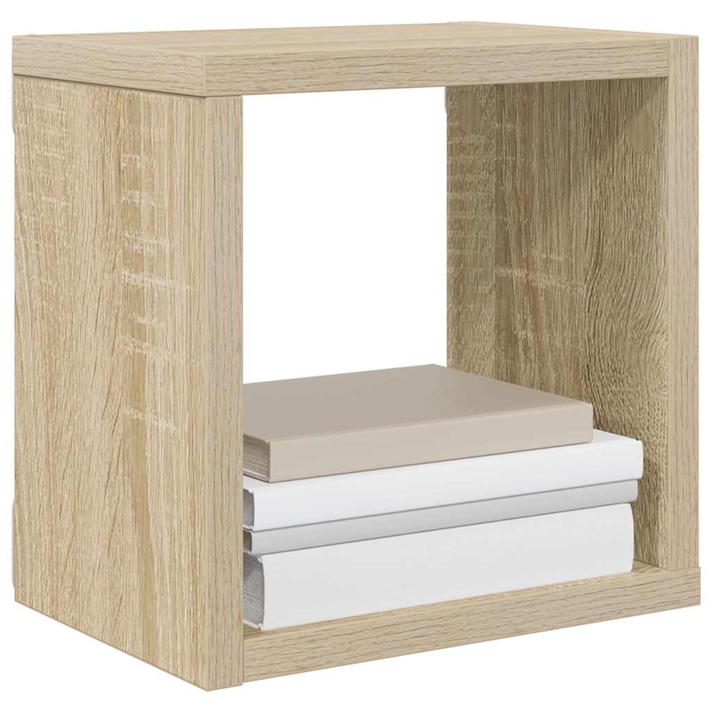 Ράφια Κύβοι Τοίχου 4 τεμ. Λευκά / Sonoma Δρυς 22 x 15 x 22 εκ.