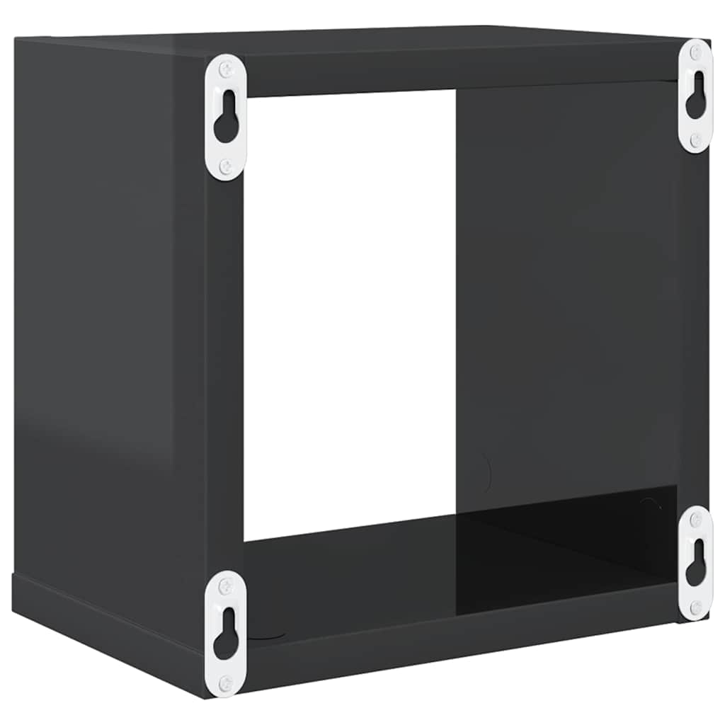 Ράφια Κύβοι Τοίχου 2 τεμ. Γυαλιστερό Γκρι 22 x 15 x 22 εκ. - Pakobazaar