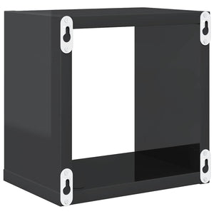 Ράφια Κύβοι Τοίχου 2 τεμ. Γυαλιστερό Γκρι 22 x 15 x 22 εκ. - Pakobazaar