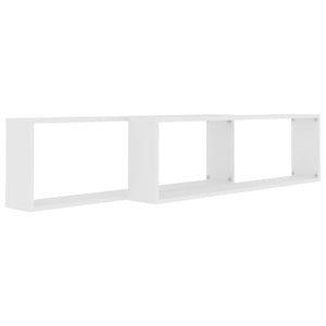 Ράφια Κύβοι Τοίχου 2 τεμ. Λευκά 100 x 15 x 30 εκ. Επεξ. Ξύλο - Pakobazaar