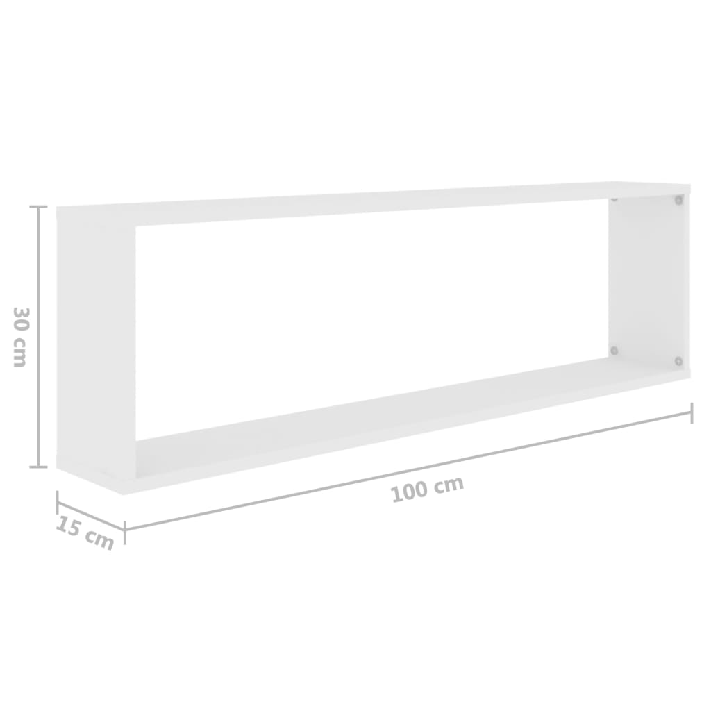 Ράφια Κύβοι Τοίχου 2 τεμ. Λευκά 100 x 15 x 30 εκ. Επεξ. Ξύλο - Pakobazaar