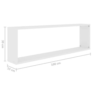 Ράφια Κύβοι Τοίχου 2 τεμ. Λευκά 100 x 15 x 30 εκ. Επεξ. Ξύλο - Pakobazaar