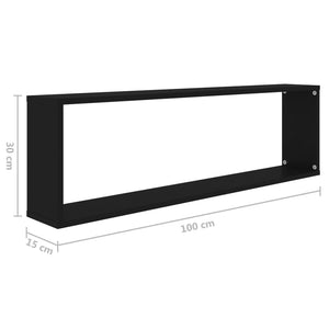 Ράφια Κύβοι Τοίχου 2 τεμ. Μαύρα 100 x 15 x 30 εκ. Επεξ. Ξύλο - Pakobazaar