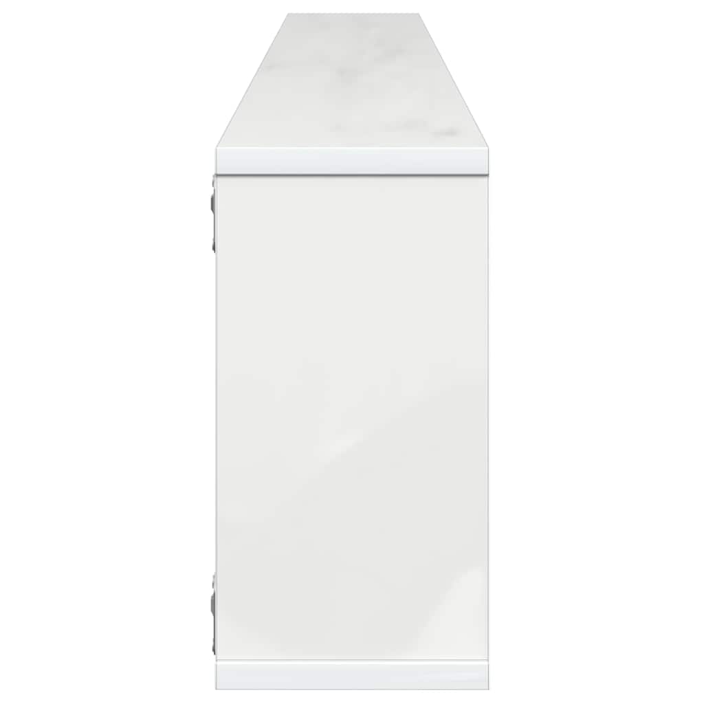Ράφια Κύβοι Τοίχου 2 τεμ. Γυαλ. Λευκό 100x15x30 εκ. Επεξ. Ξύλο - Pakobazaar