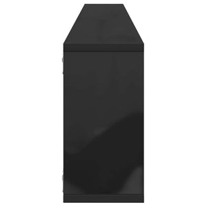 Ράφια Κύβοι Τοίχου 4 τεμ. Γυαλ. Μαύρο 100x15x30 εκ. Μοριοσανίδα