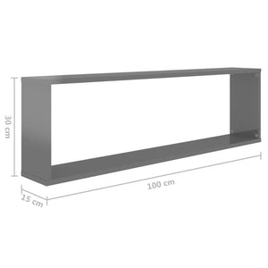 Ράφια Κύβοι Τοίχου 4 τεμ. Γυαλ. Γκρι 100x15x30 εκ. Μοριοσανίδα