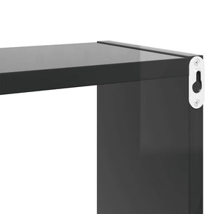 Ράφια Κύβοι Τοίχου 6 τεμ. Γυαλ. Γκρι 80x15x26,5 εκ. Μοριοσανίδα
