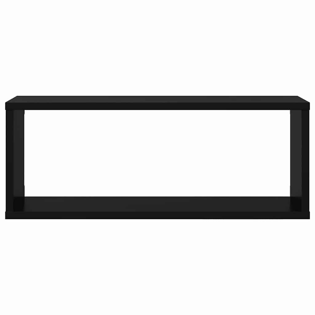 Ράφια Κύβοι Τοίχου 4 τεμ. Μαύρα 60 x 15 x 23 εκ. από Επεξ. Ξύλο - Pakobazaar