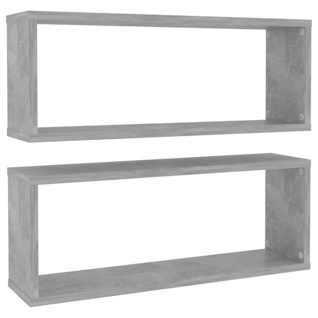 Ράφια Κύβοι Τοίχου 2 τεμ. Γκρι Σκυρ. 60x15x23εκ. από Επεξ. Ξύλο