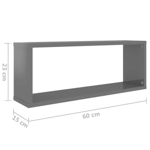 Ράφια Κύβοι Τοίχου 6 τεμ. Γυαλ. Γκρι 60x15x23εκ. από Επεξ. Ξύλο