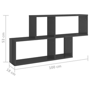 Ραφιέρα Τοίχου Γυαλιστερό Γκρι 100x18x53 εκ. από Επεξ. Ξύλο
