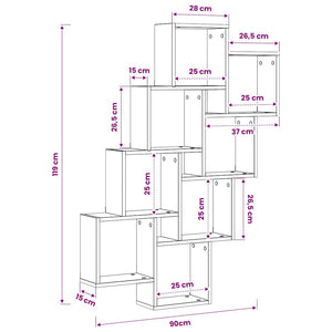Ράφι Κύβος Τοίχου Γυαλιστ. Μαύρο 90x15x119 εκ. από Επεξ. Ξύλο