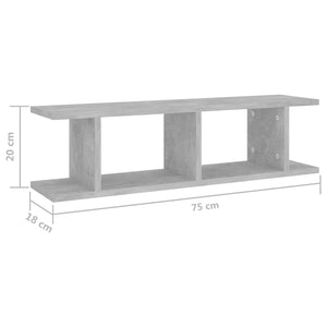 Ραφιέρες Τοίχου 2 τεμ. Γκρι Σκυρ. 75x18x20 εκ. Επεξεργ. Ξύλο