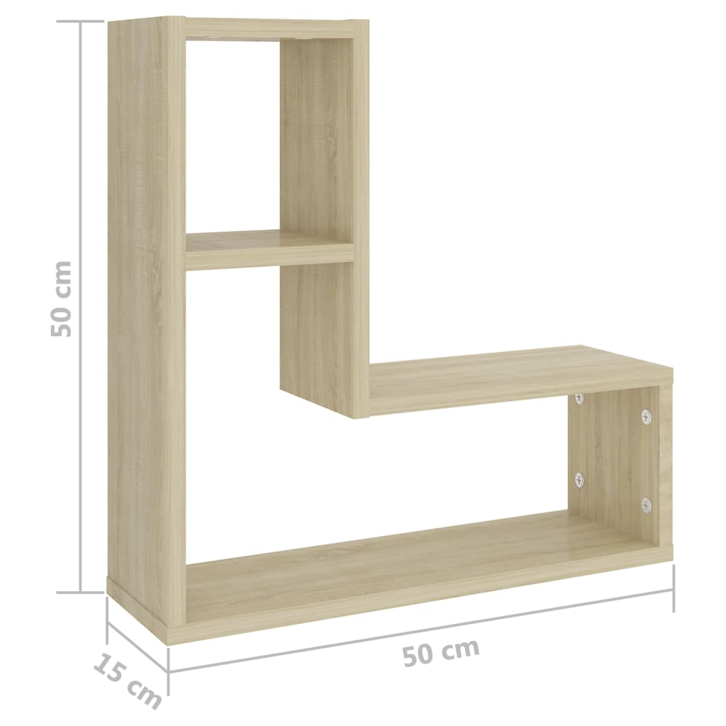 Ραφιέρες Τοίχου 2 τεμ. Sonoma Δρυς 50x15x50 εκ. από Επεξ. Ξύλο - Pakobazaar