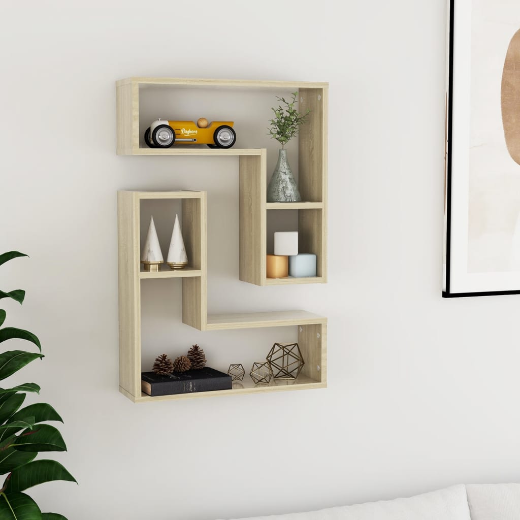 Ραφιέρες Τοίχου 2 τεμ. Sonoma Δρυς 50x15x50 εκ. από Επεξ. Ξύλο - Pakobazaar
