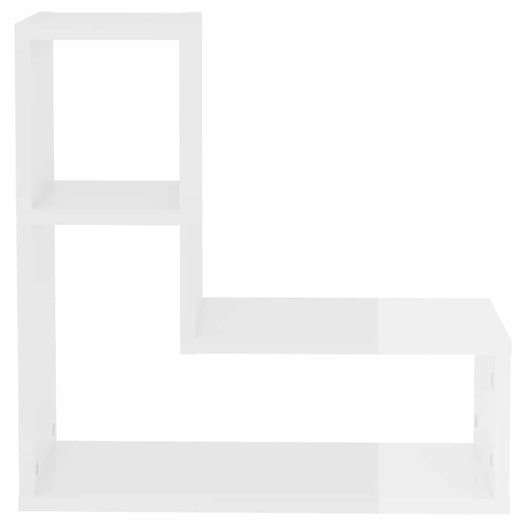 Ραφιέρες Τοίχου 2 τεμ. Γυαλιστερό Λευκό 50x15x50 εκ Επεξ. Ξύλο