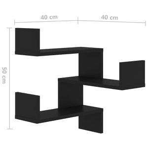 Γωνιακή Ραφιέρα Τοίχου Μαύρη 40 x 40 x 50 εκ. από Επεξ. Ξύλο - Pakobazaar