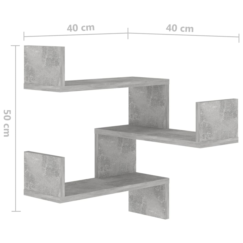 Γωνιακή Ραφιέρα Τοίχου Γκρι Σκυρ. 40x40x50 εκ. από Επεξ. Ξύλο