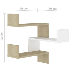 Γωνιακή Ραφιέρα Τοίχου Λευκή/Sonoma Δρυς 40x40x50εκ Μοριοσανίδα
