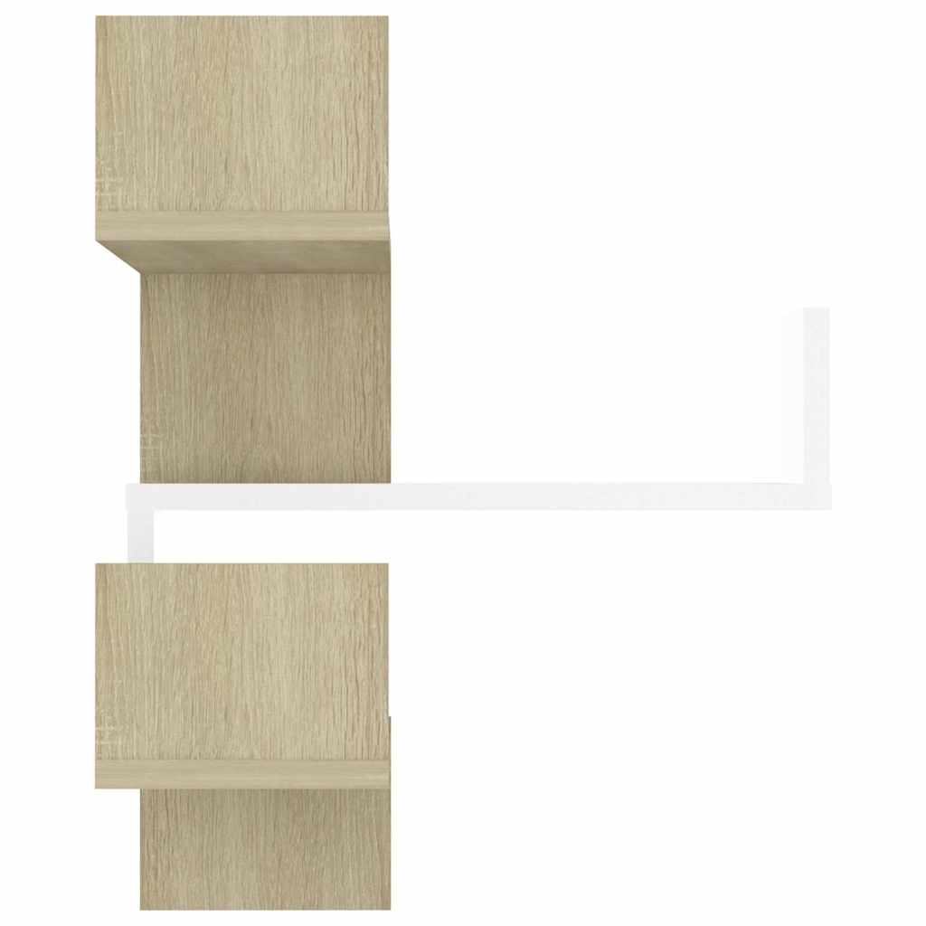 Γων. Ραφιέρες Τοίχου 2 τεμ. Λευκό/Δρυς 40x40x50 εκ. Μοριοσανίδα