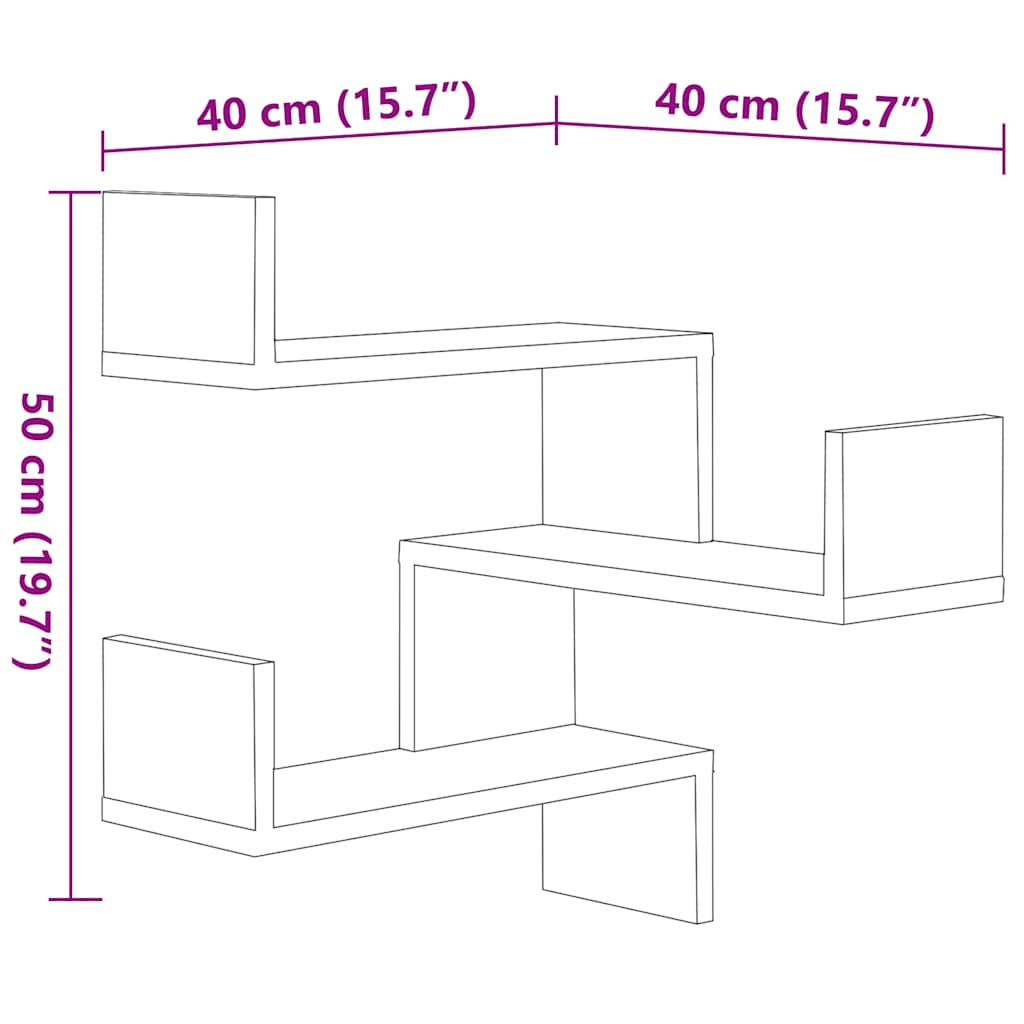 Γων. Ραφιέρες Τοίχου 2 τεμ. Λευκό/Δρυς 40x40x50 εκ. Μοριοσανίδα