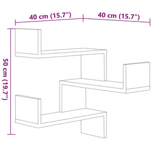 Γων. Ραφιέρες Τοίχου 2 τεμ. Γυαλ. Λευκό 40x40x50 εκ. Επεξ. Ξύλο