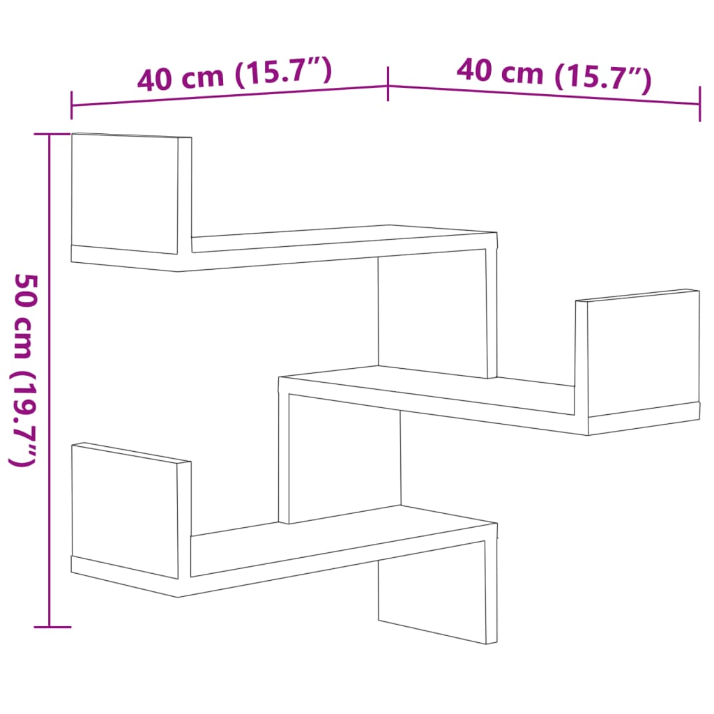 Γων. Ραφιέρες Τοίχου 2 τεμ. Γυαλ. Γκρι 40x40x50 εκ. Μοριοσανίδα - Pakobazaar
