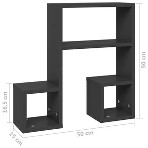 Ραφιέρες Τοίχου 2 τεμ. Γκρι 50 x 15 x 50 εκ. από Επεξ. Ξύλο