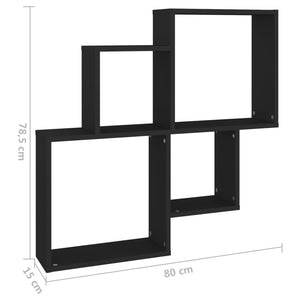 Ράφι Κύβος Τοίχου Μαύρο 80 x 15 x 78,5 εκ. από Επεξ. Ξύλο - Pakobazaar