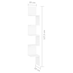 Γωνιακή Ραφιέρα Τοίχου Λευκή 20 x 20 x 127,5 εκ. από Επεξ. Ξύλο - Pakobazaar