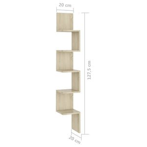 Γωνιακή Ραφιέρα Τοίχου Ξύλο Δρυός 20x20x127,5εκ. από Επεξ. Ξύλο - Pakobazaar