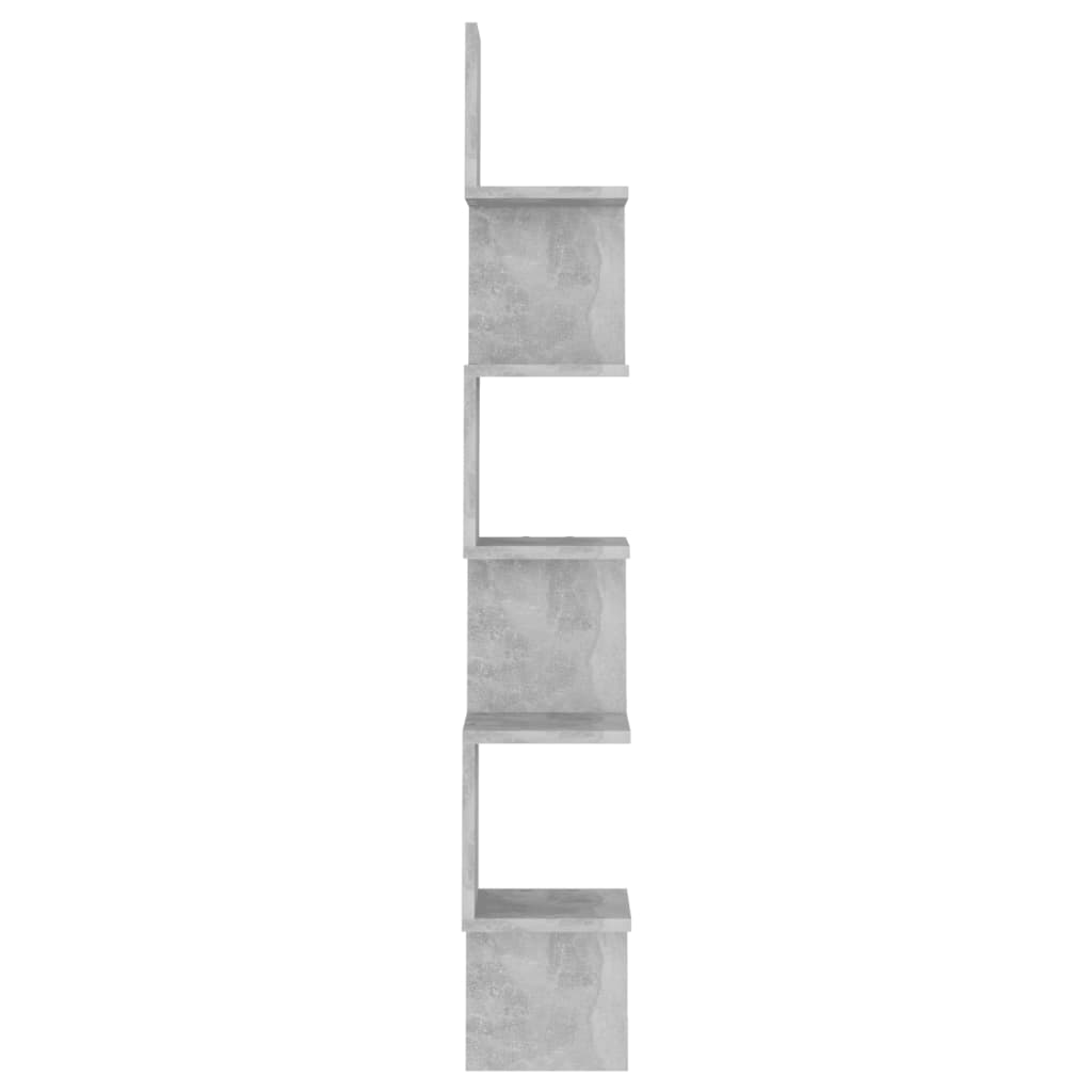 Γωνιακή Ραφιέρα Τοίχου Γκρι Σκυρ. 20x20x127,5εκ. από Επεξ. Ξύλο