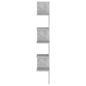 Γωνιακή Ραφιέρα Τοίχου Γκρι Σκυρ. 20x20x127,5εκ. από Επεξ. Ξύλο