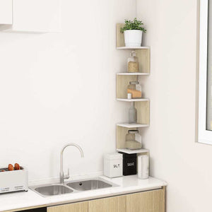 Ραφιέρα Τοίχου Γωνιακή Λευκή/Sonoma Δρυς 20x20x127,5εκ. Μοριοσ. - Pakobazaar
