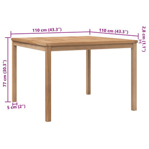 Τραπεζαρία Κήπου 110 x 110 x 77 εκ. από Μασίφ Ξύλο Teak