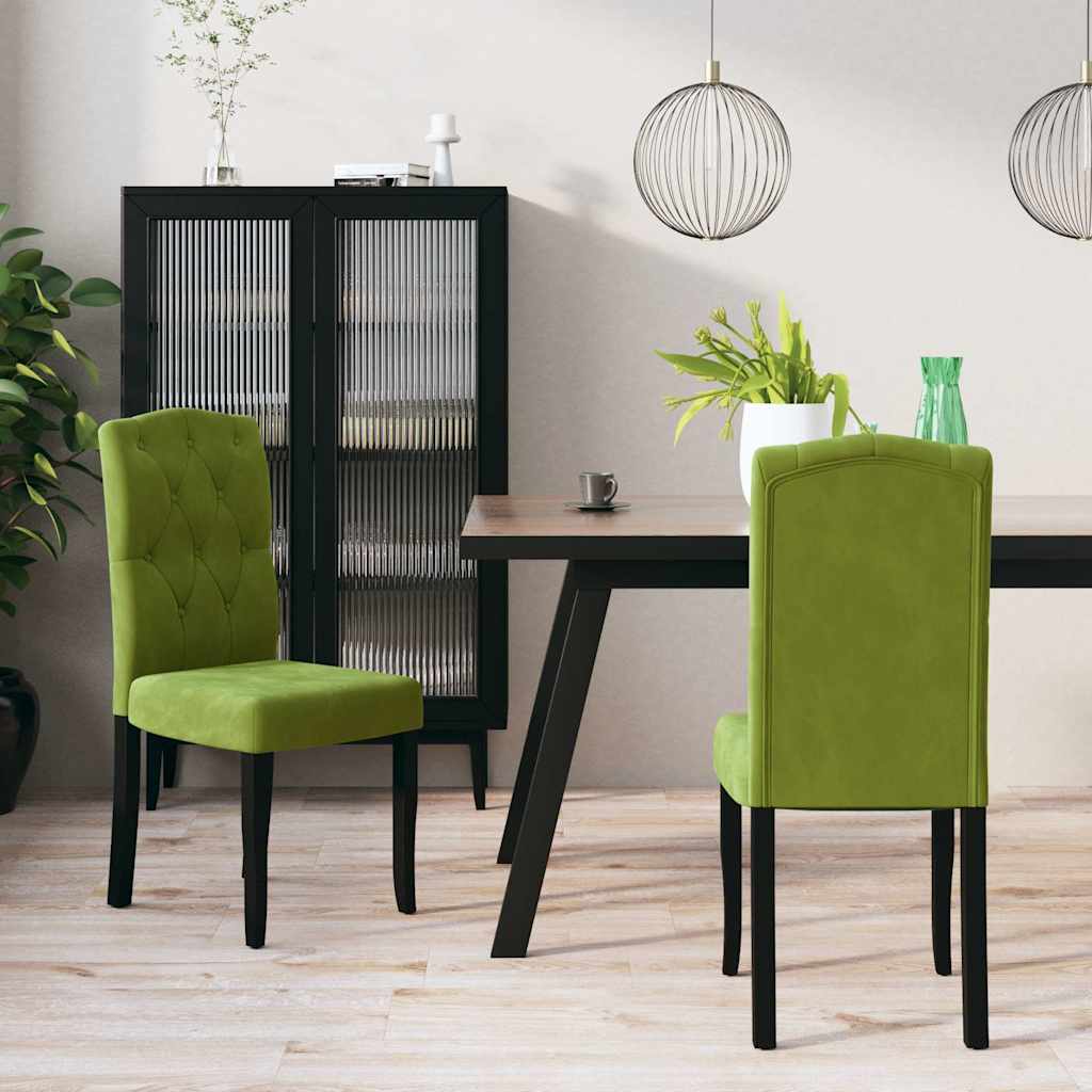 Καρέκλες Τραπεζαρίας 2 τεμ. Ανοιχτό Πράσινο Βελούδινες