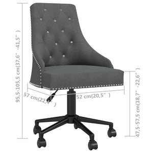 Καρέκλα Γραφείου Περιστρεφόμενη Σκούρο Γκρι Βελούδινη